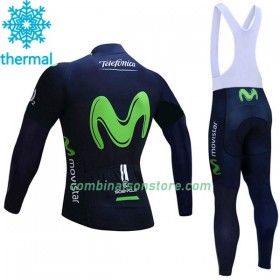 Maillot Cyclisme Hiver + Collant à Bretelles 2017 Movistar Team Femme N001